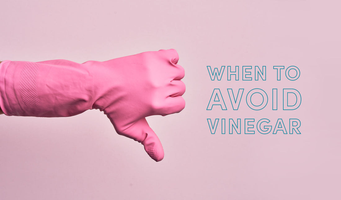 Image says "when to avoid vinegar" with a thumbs down 