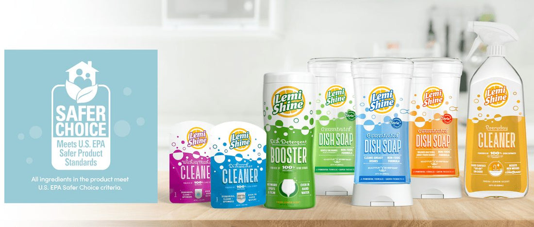 EPA Safer Choice Certified Logo with Lemi Shine products 