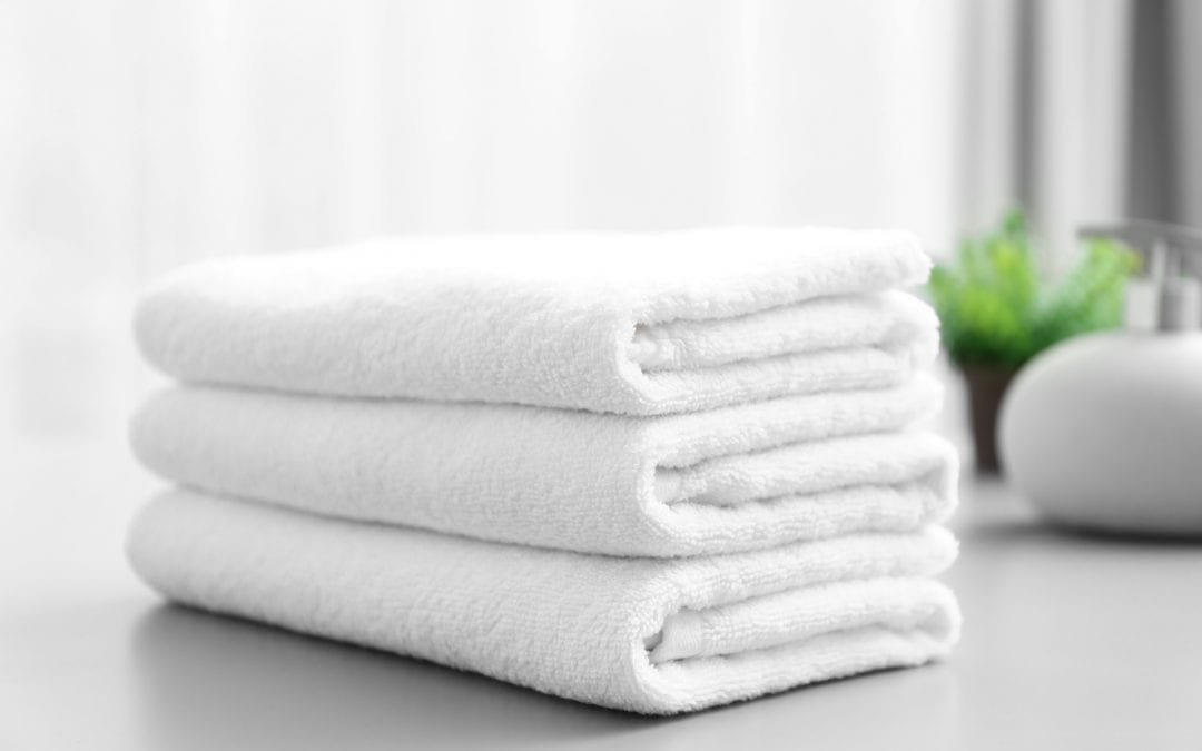 stacked towels on counter 