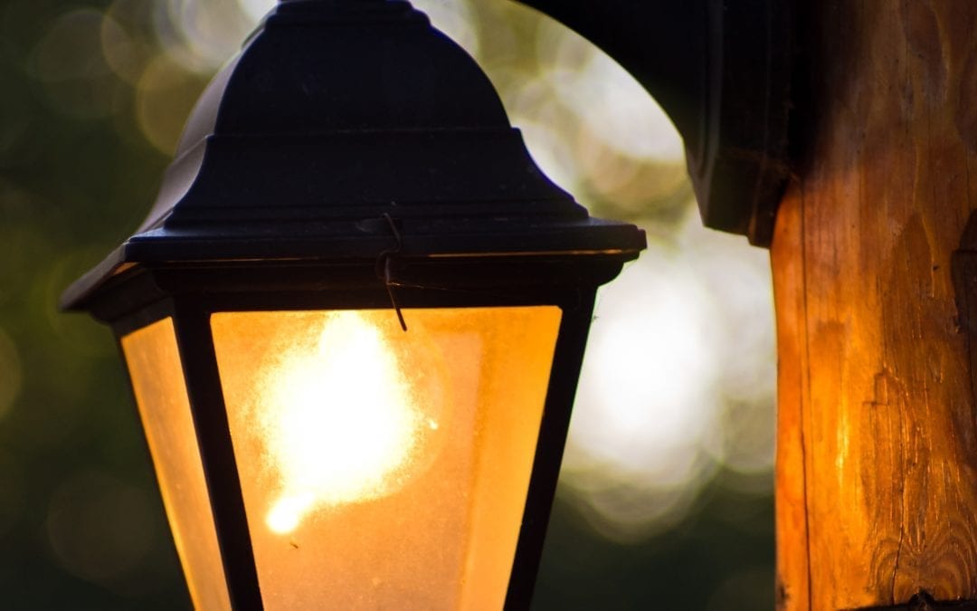 outdoor porch light turned on 