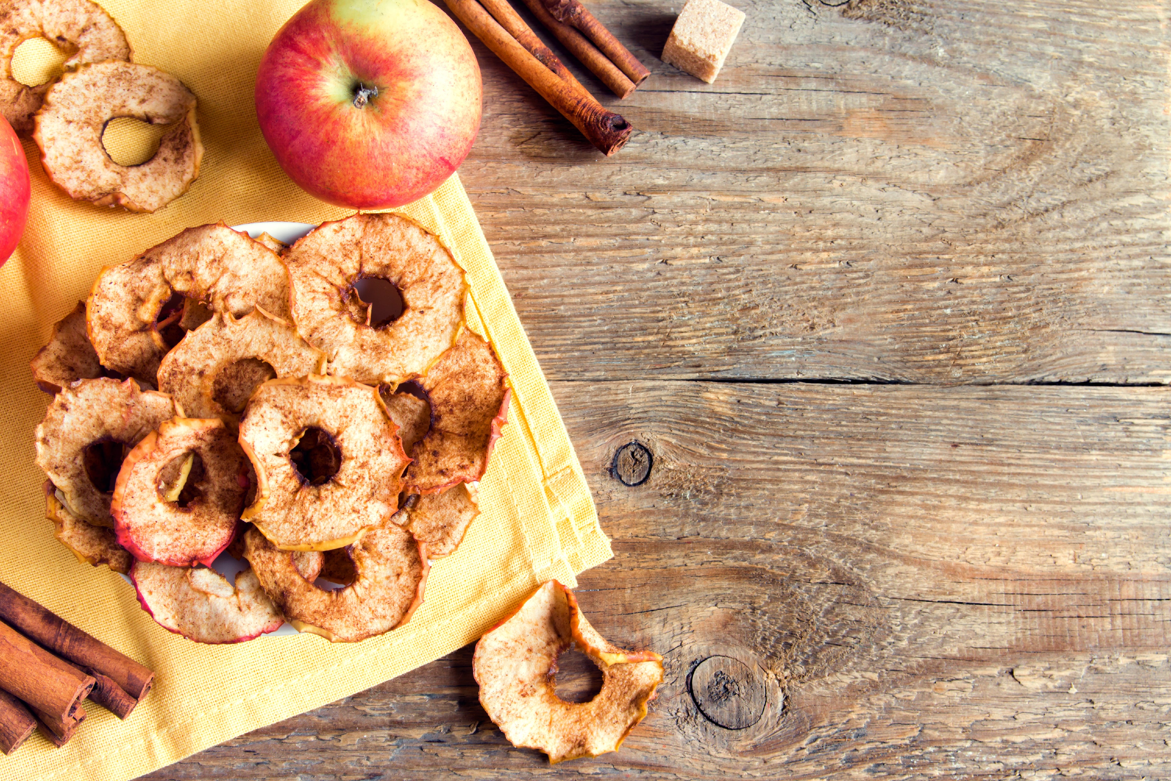 dried apple chips on display 