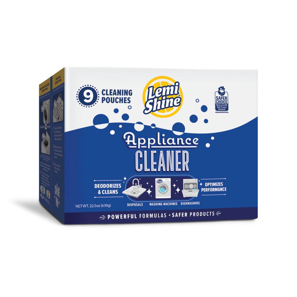 Box of Lemi Shine Appliance Cleaner with blue and white design