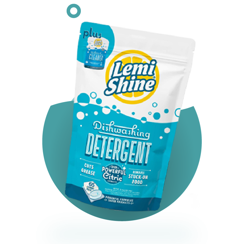 Lemi Shine Natural Dishwasher Pods - All-in-One Powder & Gel Dishwasher Detergent Pods with Powerful Citric Acid 65 Count