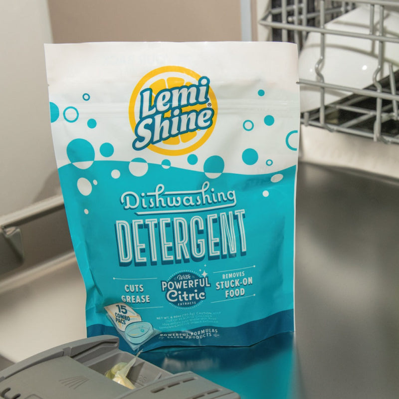 Lemishine dishwashing detergent cuts grease and removes stuck on food
